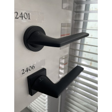 Ручка Ilavio 2401. Круглая Розетка, Чёрный Мат и Хром